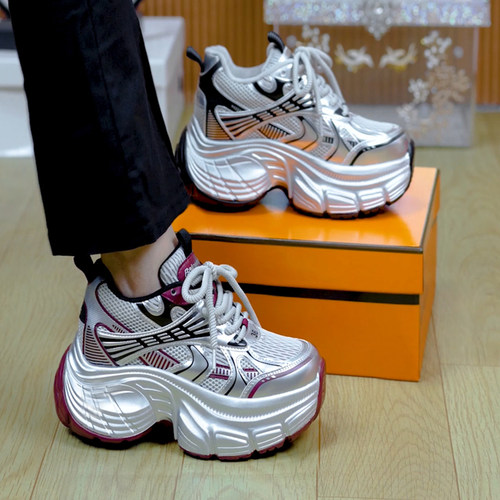 小个子透气厚底百搭增高老爹鞋