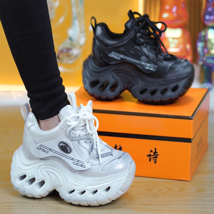 巨好看超轻显瘦厚底老爹鞋女2026春季小个子百搭9公分增高运动鞋