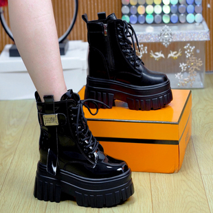 10cm小个子百搭厚底马丁靴女2025秋季 百搭增高侧拉链休闲短靴 新款