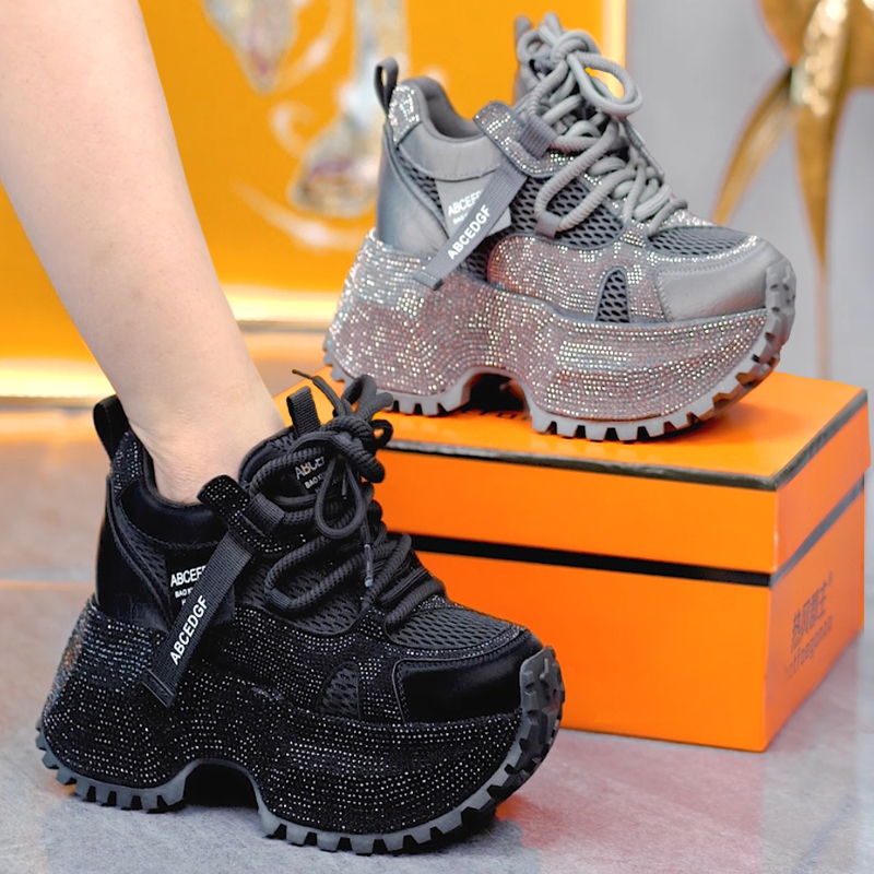 重工满钻厚底老爹鞋女