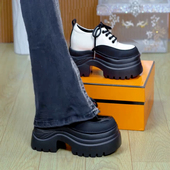 单 棉 8cm小个子厚底松糕小皮鞋 2025秋冬款 系带百搭休闲乐福鞋
