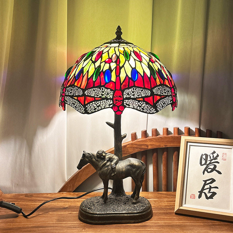 厂家直销12寸蜓舞黄昏小马帝凡尼欧式田园创意卧室床头餐厅台灯