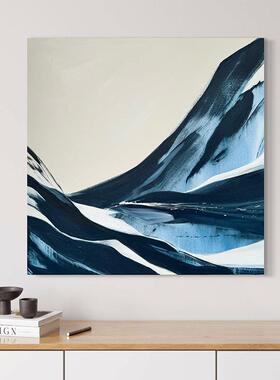 峰峦 蓝色极简山峰抽象艺术客厅装饰画餐厅壁画走廊玄关方形挂画