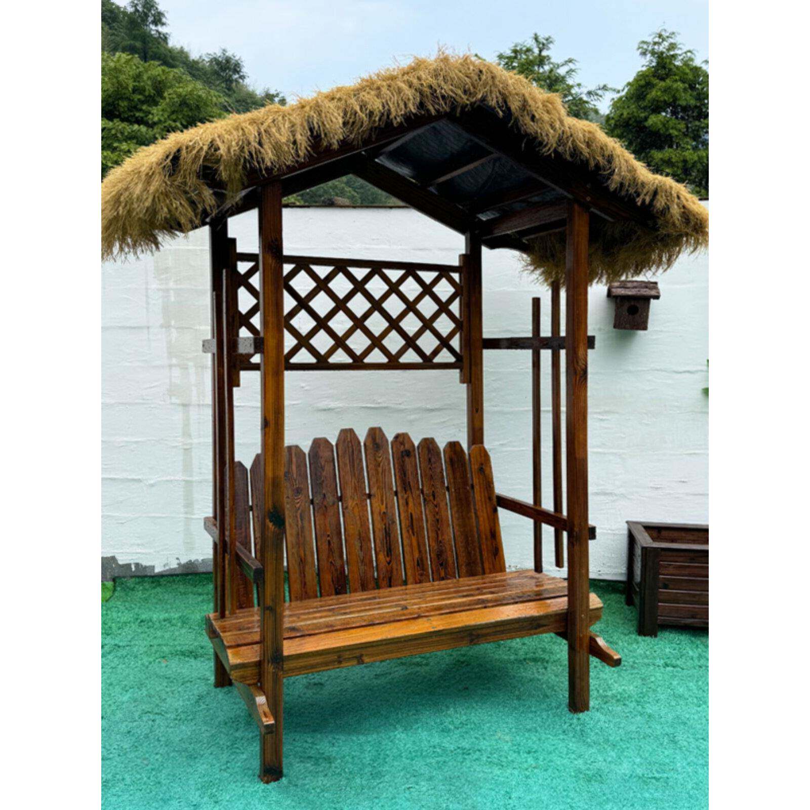 防腐木花架户外炭化木拱椅藤攀架户外花园阳台庭院亭葡萄架