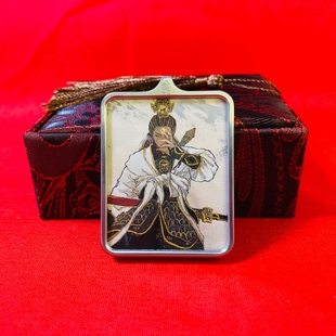二郎显圣真君吊坠杨戬手绘描金唐卡正品钛钢外壳挂坠