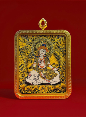 纯铜藏式唐卡金底噶乌盒唐卡描金款金底八大守护神唐卡盒子