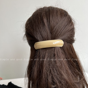 小众法式醋酸马尾弹簧夹后脑勺一字横夹弧度发夹发卡夹子发饰