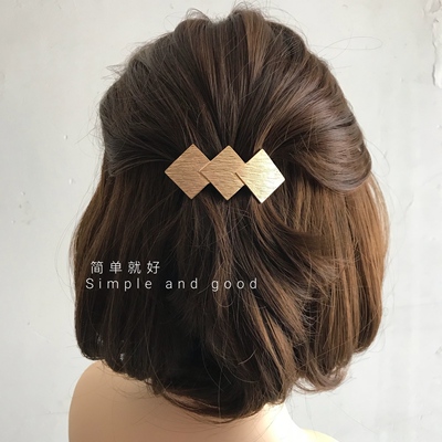 复古欧美风金属拉丝几何方形边夹