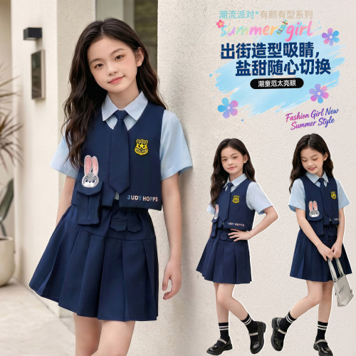 女童学院风jk制服兔子警官套装裙