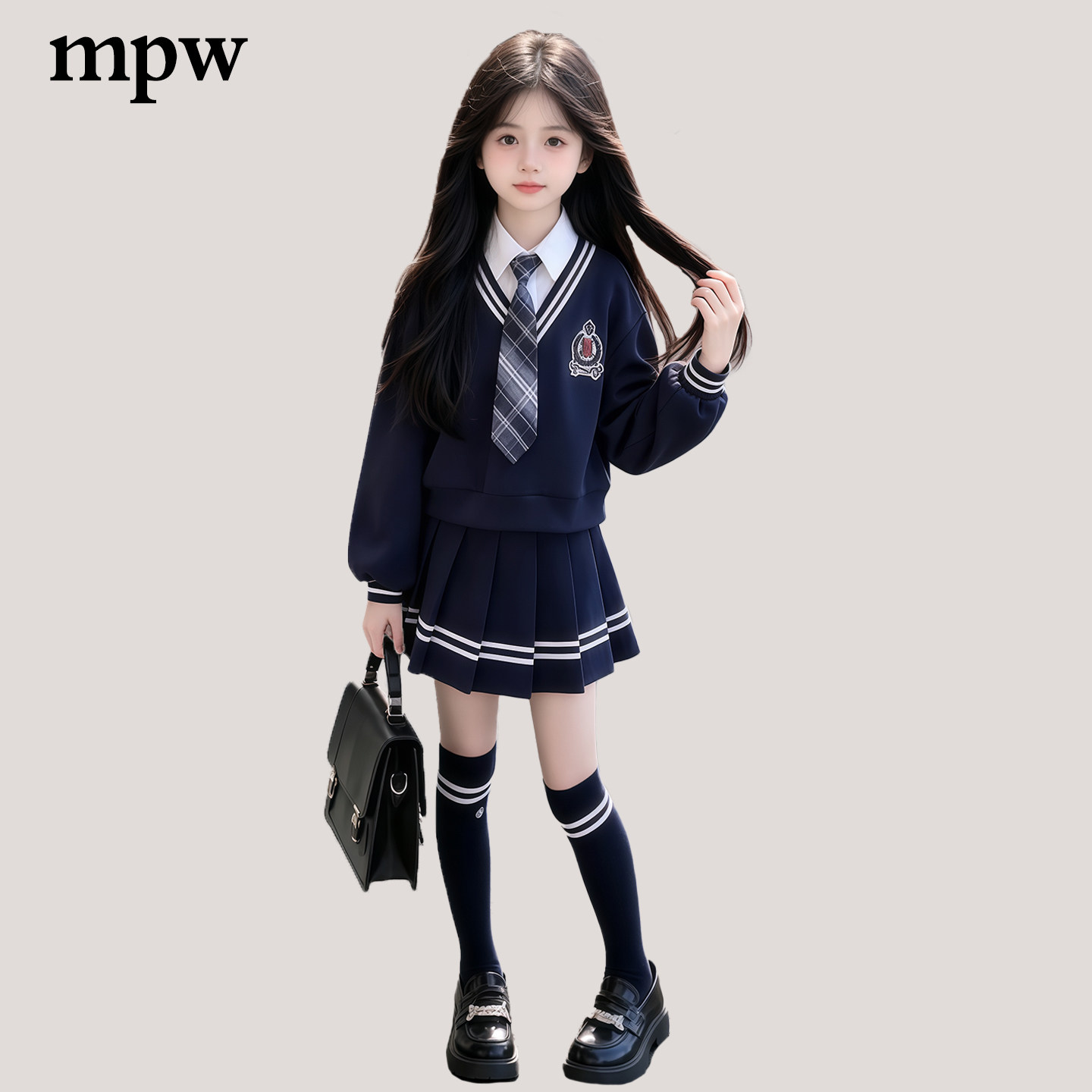 女童学院风JK制服百褶裙套装2026小女孩爆款新款洋气海军风两件套