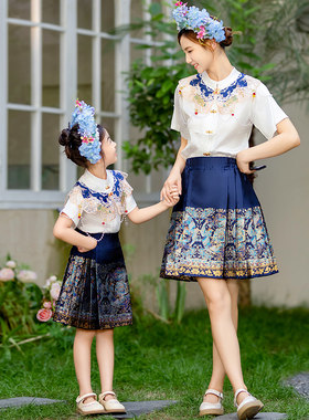 汉服女童马面裙套装短款夏装