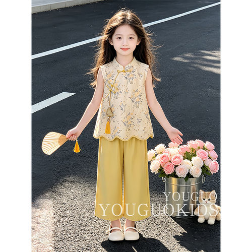 2026女童夏装新中式唐装两件套
