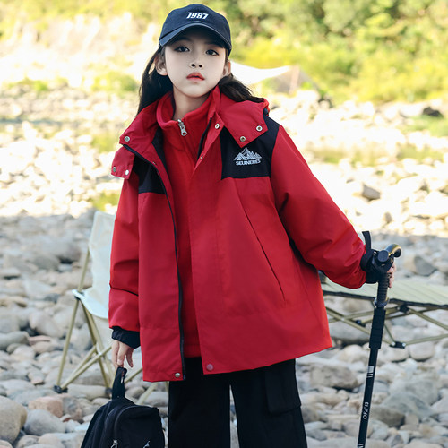 女童户外三合一冲锋衣外套春秋