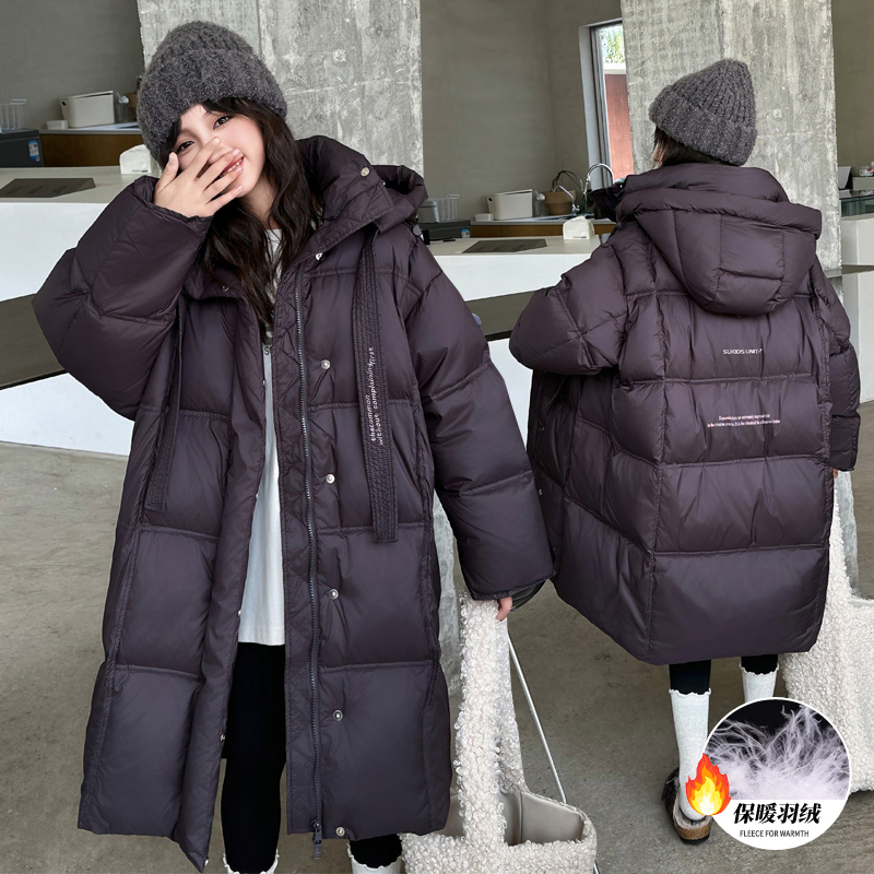 女童长款紫色羽绒服极寒加厚冬装