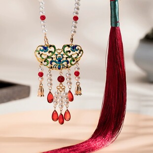 汉服儿童项链明制马面裙配饰新中式古风璎珞流苏背云汉元素长项链