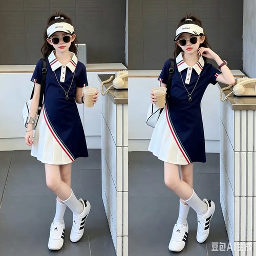 2026女童夏季海军领POLO连衣裙