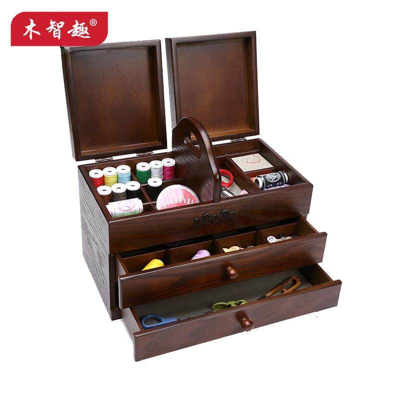 跨境货源木质复古创意针线盒大号收纳箱桌面物品收纳储物盒抽屉式,包装,五金配件包装,淘宝优惠券,粉丝福利购,淘宝优惠卷