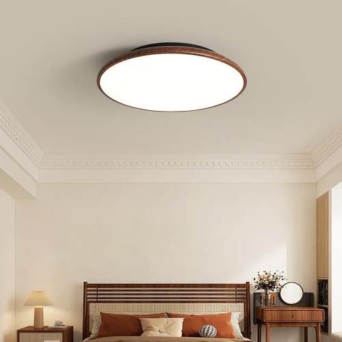 日式胡桃木卧室吸顶灯美式复古风简约现代客厅书房全光谱护眼灯具