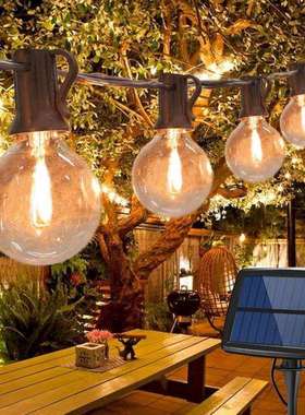 太阳能灯串玻璃塑胶G40LED圣诞节日花园装饰灯智能彩灯发光节日灯