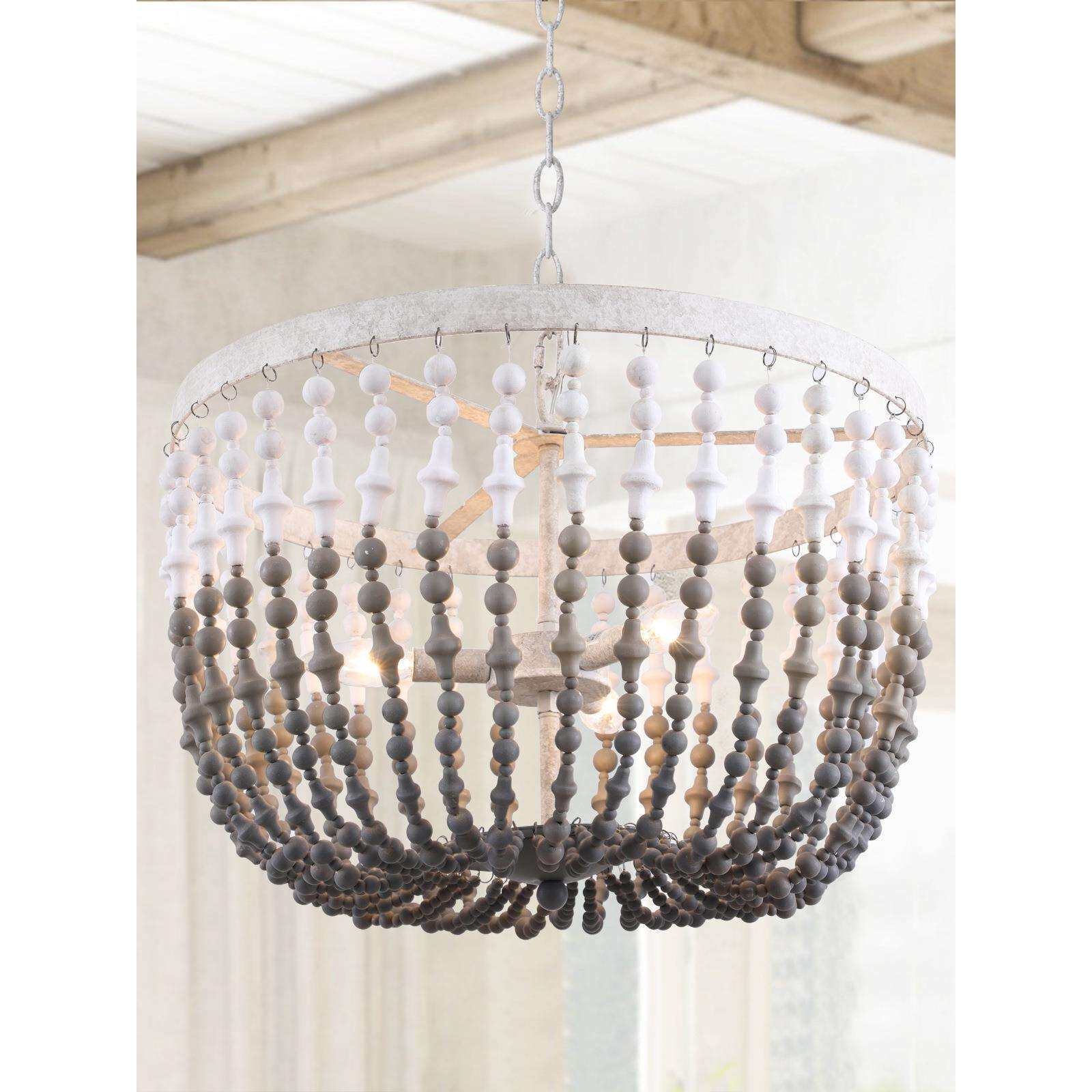 欧法美式复古木珠吊灯高级酒店餐厅吸顶灯圆形设计师客厅灯具别墅