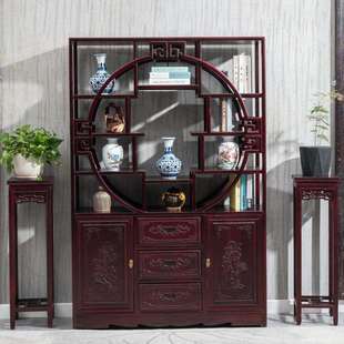 博古架实木新中式多宝阁茶业具展示架收纳柜摆件隔断现代简约酒柜