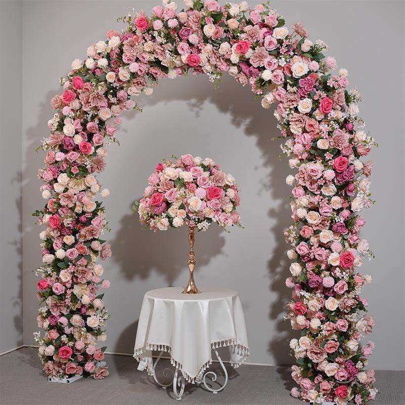 2*2.4米拱门仿真花 背景舞台铁艺架装饰玫瑰花排橱窗展厅布置假花