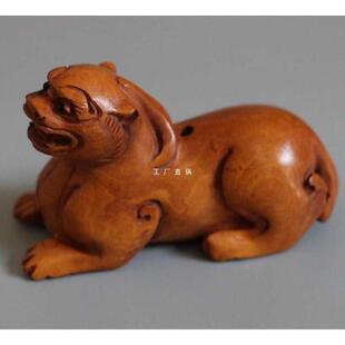 古玩黄杨木雕吊件貔貅虎牛羊猪兔鼠手把件文玩件挂件收藏全品摆件