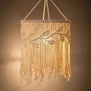 家居棉绳灯罩民宿装饰手工灯罩编织长流苏卧室吊灯灯罩