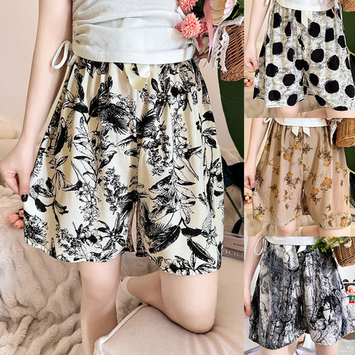 女士清新小碎花棉绸短裤显瘦外穿