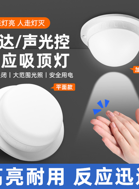 led声控灯楼道感应灯人来即亮楼梯雷达人体感应灯过道延时吸顶灯