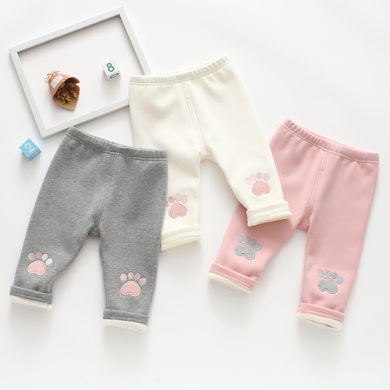 秋冬休闲打底裤婴儿外穿开档加绒