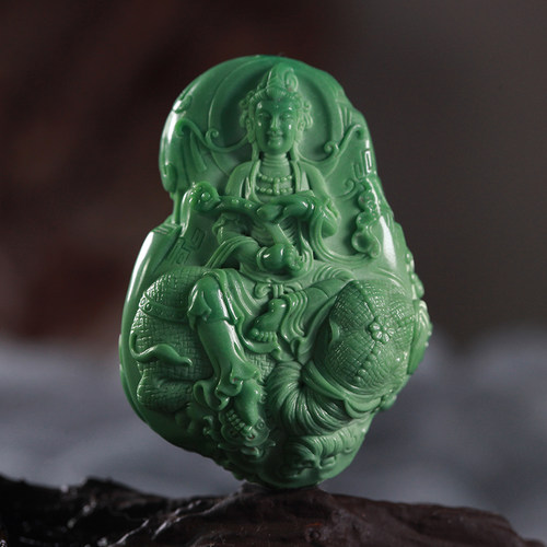 天然原矿高瓷绿松石吊坠项链