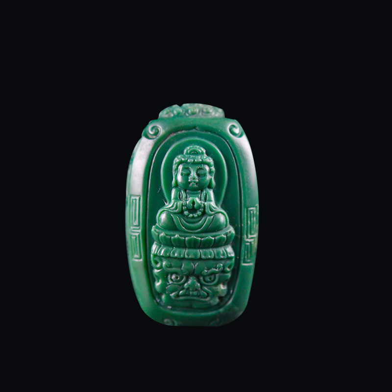 原矿高瓷蓝绿老油绿松石吊坠雕刻观音宝宝佛象配饰品挂件