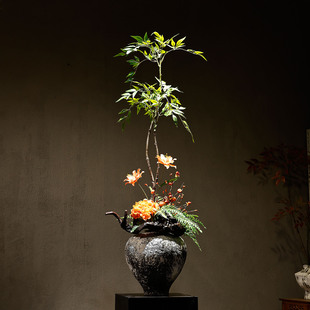 新中式 饰 陶瓷花瓶摆件禅意插花家居玄关宋韵高级感民宿酒店装