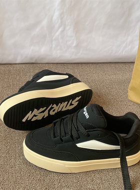 厚底黑色情侣板鞋男ins潮2025冬季新款男女同款百搭运动休闲鞋子
