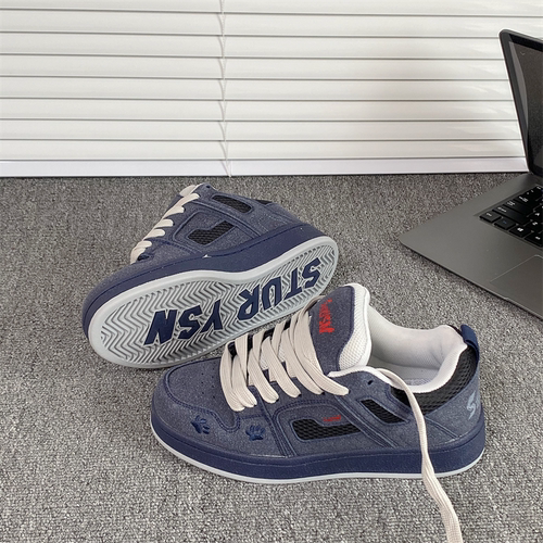 港风复古小众深蓝色面包鞋男ins