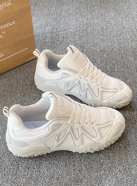 韩版网面透气阿甘运动鞋女ins潮2026春季新款小众百搭休闲小白鞋