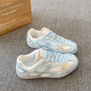 男女同款 休闲小白鞋 2026春季 网面透气赛车鞋 子 新款 原创月色德训鞋