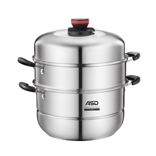 爱仕达蒸锅家用304不锈钢三层加厚蒸笼蒸鱼馒头电磁炉煤气灶通用