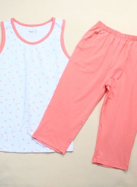 超值清仓 夏款史努比正品内衣 女童全棉家居睡衣背心套装52106