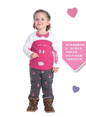断码清仓 史努比专柜正品童装 女童韩版时尚棉衣棉裤套装41052