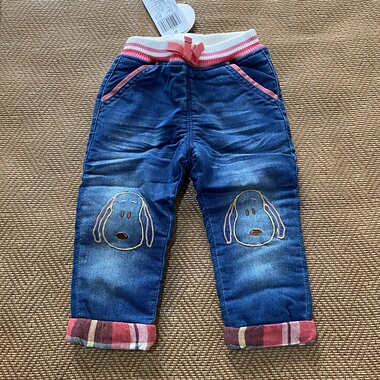 瑕疵清仓 秋冬40554史努比专柜正品 女童厚款牛仔棉裤80码