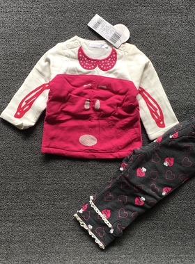 瑕疵特卖 史努比专柜正品童装 女童韩版时尚棉衣棉裤套装41052