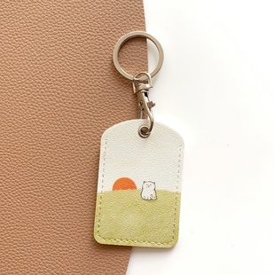 日出可爱门禁卡套长方形小卡感应公交电梯卡保护套钥匙扣一体卡包