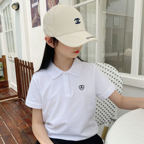 女童短袖POLO衫衫儿童白色POLO领
