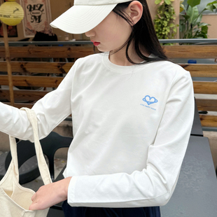 青少年小白T儿童打底衫 新款 显瘦正肩 T恤2025春装 中大童女童长袖