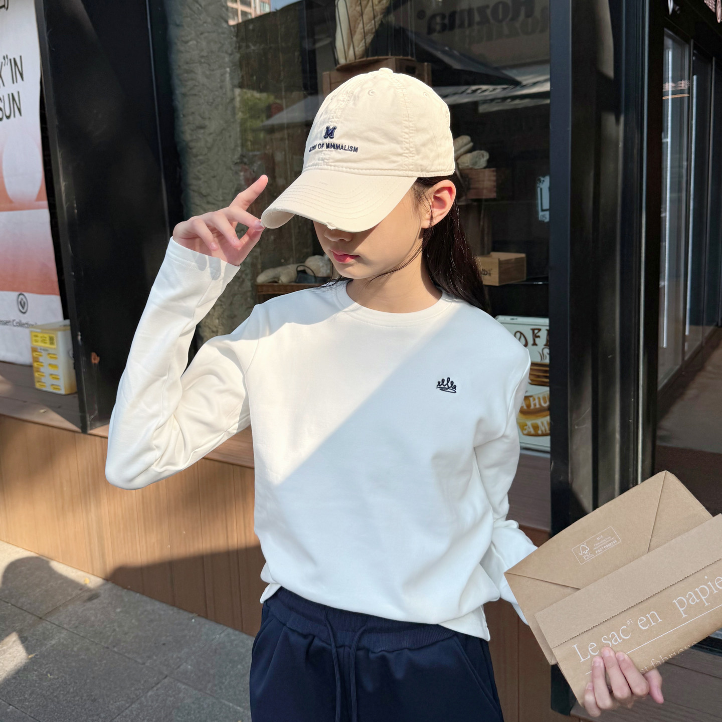 冬季加绒女童打底衫纯棉白色儿童长袖t恤中大童保暖上衣圆领厚款