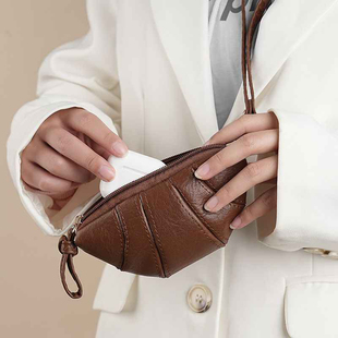 牛角包设计迷你钥匙包口红耳机包女士旅行便携随身零钱包大容量