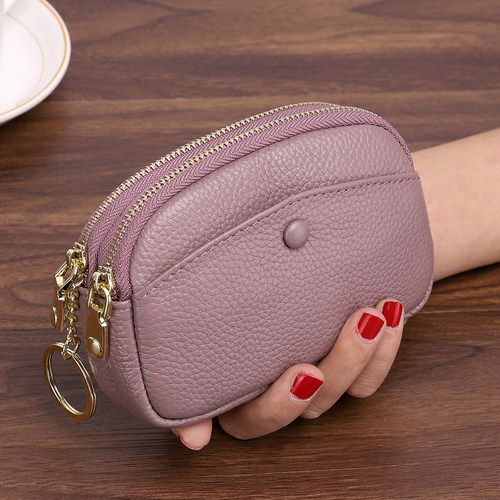 手拿零钱包双层女钥匙扣简约韩版小包妈妈可爱硬币包软皮