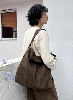 NIN设计款复古单肩单肩腋下麂皮绒hobo男女街头慵懒风手提包港风